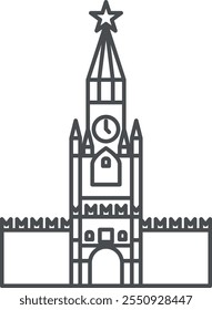 Icono de la línea del Kremlin. Lugar famoso de Moscú. Arquitectura rusa