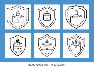 kremlin outline logotype for a property company shield in premium style