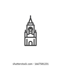 Kremlin Palace line icon. linear style sign for mobile concept and web design. Kremlin tower outline vector icon. Moscow travel symbol, logo illustration. Vector graphics
