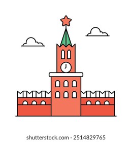 A kremlin in russia, historic fortress in Moscow, vector design