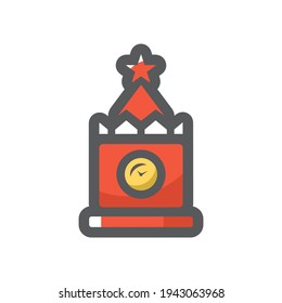 Torre Spasskaya del Kremlin en icono del vector de Moscú ilustración de la caricatura