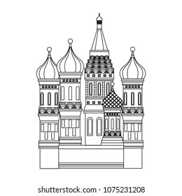 Kremlin tower building on black and white