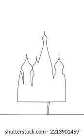 Kremlin towers silhouette - one line drawing vector. concept symbol of Moscow architecture, the capital's famous towers on red square