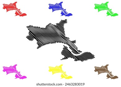 Krems an der Donau city and district (Republic of Austria or Österreich, Lower Austria or Niederösterreich state) map vector illustration, scribble sketch map