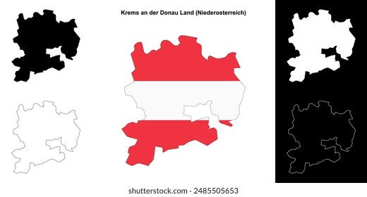 Krems an der Donau Land blank outline map set