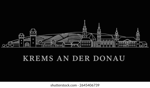 Krems an der Donau Skyline with White Line Art.