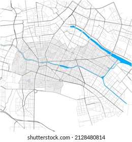 Kreuzberg, Berlin, DEUTSCHLAND, high detail vector map with city boundaries and editable paths. White outlines for main roads. Many smaller paths. Blue shapes and lines for water.