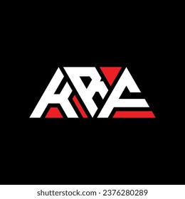 KRF triangle letter logo design with triangle shape. KRF triangle logo design monogram. KRF triangle vector logo template with red color. KRF triangular logo Simple, Elegant, and Luxurious design.