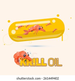 krill oil in capsule. medicine concept - vector illustration