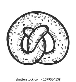 Kringle pretzel pastry bakery product sketch engraving vector illustration. Scratch board style imitation. Black and white hand drawn image.