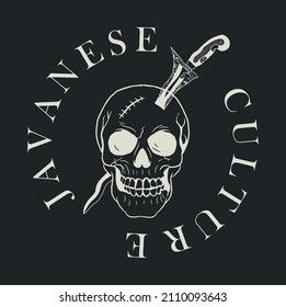 A kris logo embedded in a skull. javanese culture