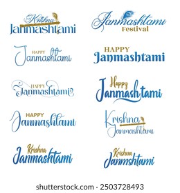 Krishan Janmashtami, Dahihandi, Happy Janmashtami Callygraphy Text For Social Media Post.