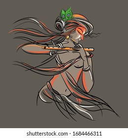 Krishna art work in vector for methodology indian culture