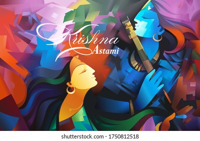 Krishna astami illustration by impress, letters with word Krishna astami means festival