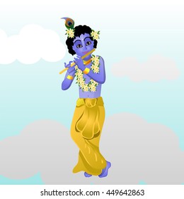 Krishna in the cloud vector illustration