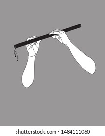 Krishna flute with hand vector illustration.