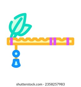 krishna flute hinduism color icon vector. krishna flute hinduism sign. isolated symbol illustration