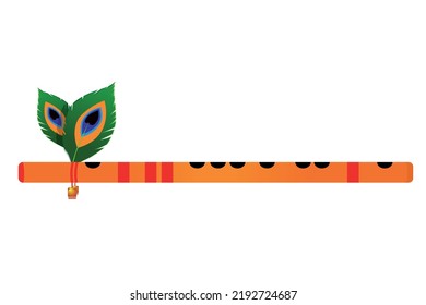 Krishna Flute con plumas de pavo real