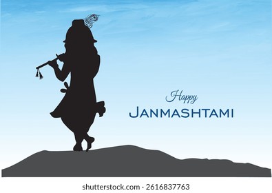 Krishna Flute Playing Pose – Black  Vector
