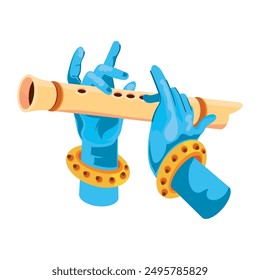 krishna hands plays his flute isolated