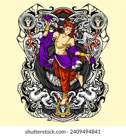 krishna illustration for t shirt design
