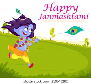 Krishna Janmashtami background in vector
