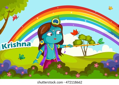 Krishna Janmashtami background in vector