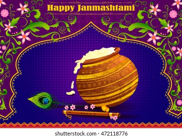Krishna Janmashtami background in vector