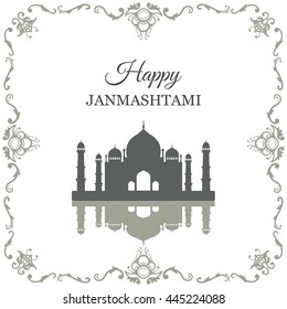 Krishna Janmashtami background in vector. Greeting card for Krishna birthday. Illustration of India community festival Krishna Janmashtami.
