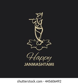 Krishna Janmashtami background in vector. Greeting card for Krishna birthday. Illustration of India community festival Krishna Janmashtami.