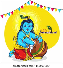 Krishna janmashtami celebration in India creative banner