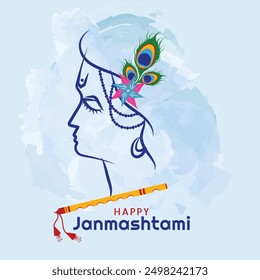Krishna Janmashtami Celebration Post con la ilustración del personaje del Señor Krishna