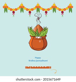 krishna janmashtami color vector illustration