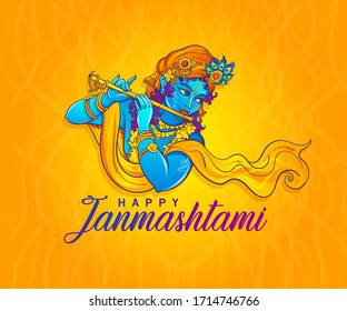 krishna janmashtami colorful vector illustration.