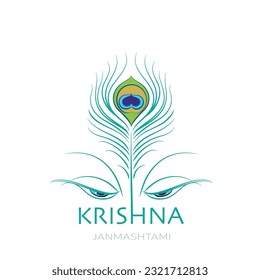 krishna janmashtami colour illustration peacock feather