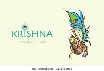 krishna janmashtami colour vector illustration