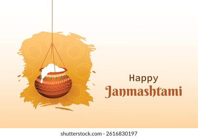 Krishna Janmashtami Dahi Handi Vector with Festive Elements