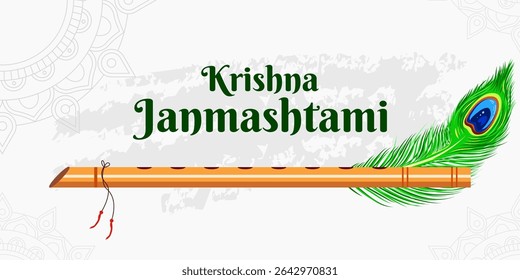 krishna janmashtami festival horizontal banner illustration