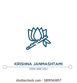 krishna janmashtami contorno icono vector. ilustración de elemento simple. krishna janmashtami, ícono de contorno de india editable. se puede usar para web y móvil
