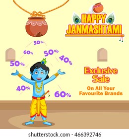 Krishna Janmashtami Sale Background in vector