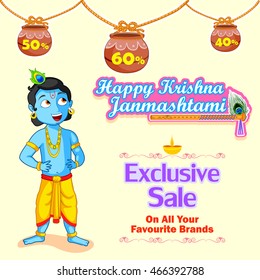 Krishna Janmashtami Sale Background in vector