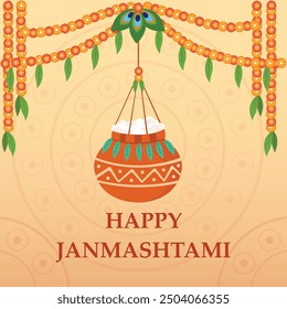 Krishna Janmashtami vector matki full of makhana 