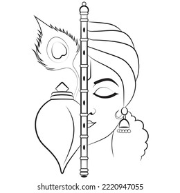 krishna ji line art Vektorgrafik