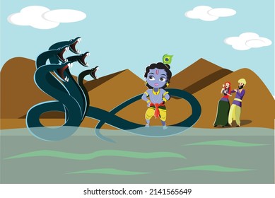 Krishna Kaliya Naag Fight In River