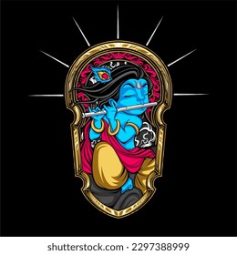 krishna play flute illustration for t shirt design