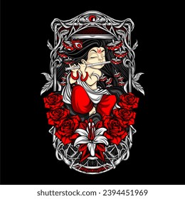 krishna play flute illustration for t shirt design and other
