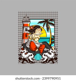 krishna play flute on the rock illustration for t shirt design
