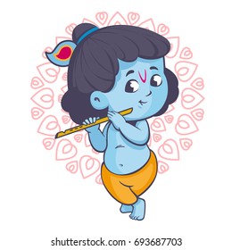 Krishna is playing the flute vector cartoon