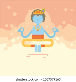 Krishna postcard, vector illustration