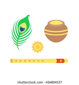 Krishna symbol`s set isolated on white background. Art vector illustration.